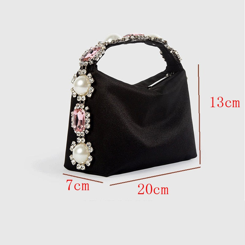 Shiny Crystal Rhinestones Hobo Shape Clutch