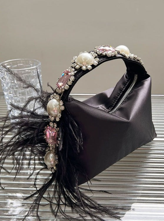 Shiny Crystal Rhinestones Hobo Shape Clutch