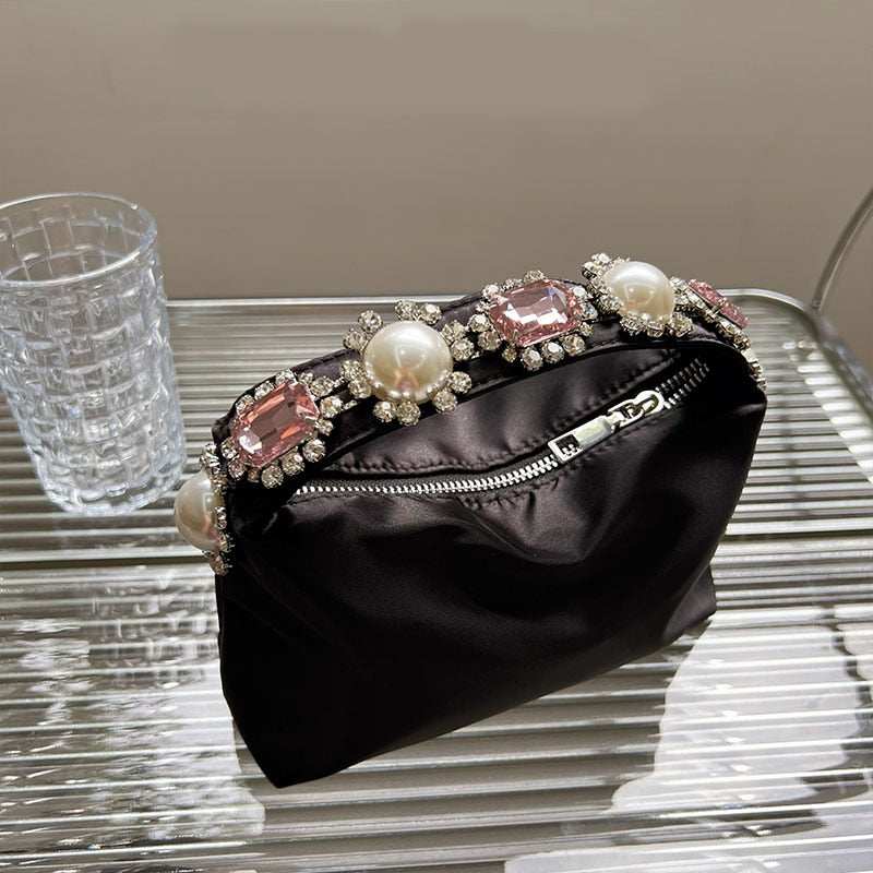 Shiny Crystal Rhinestones Hobo Shape Clutch