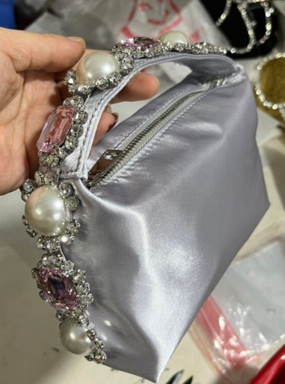 Shiny Crystal Rhinestones Hobo Shape Clutch