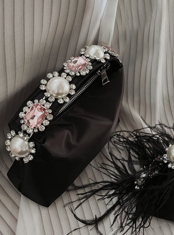 Shiny Crystal Rhinestones Hobo Shape Clutch