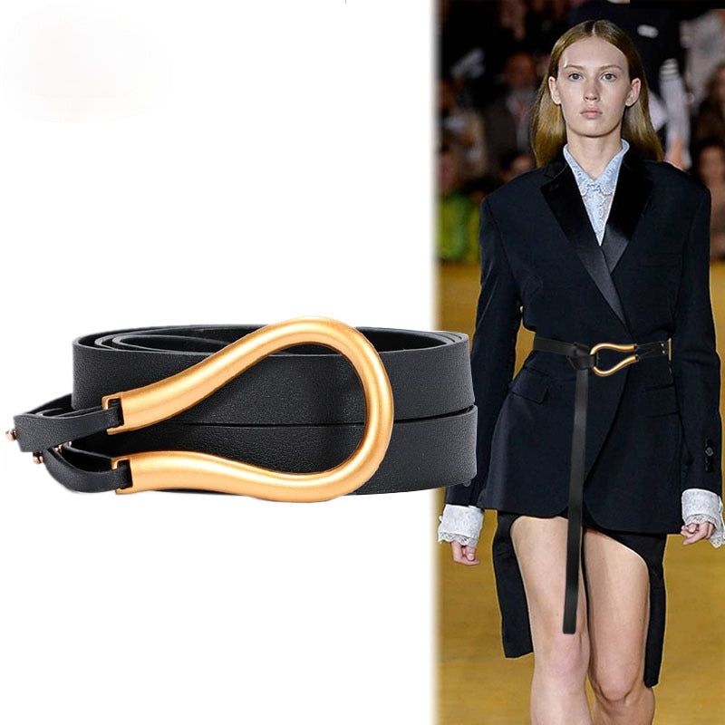 Wild Ladies Curved Metal Horseshoe Buckle U-shaped Belt