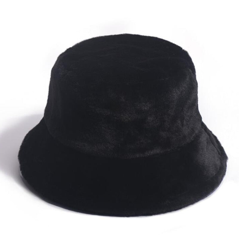 Warm Winter Thick Soft Lamb Wool Women Bucket Hat