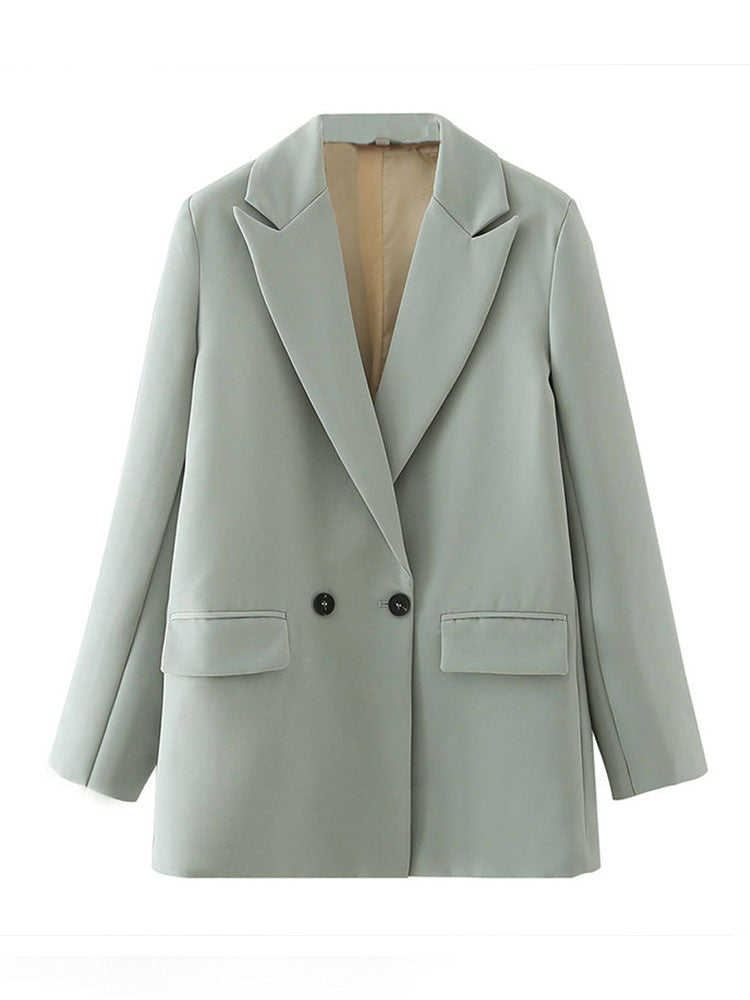 Office Lady Double Breasted Vintage Blazer