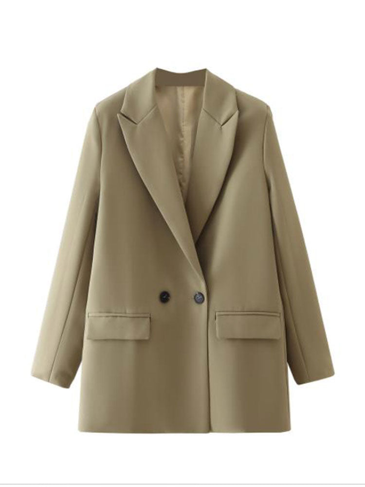 Office Lady Double Breasted Vintage Blazer