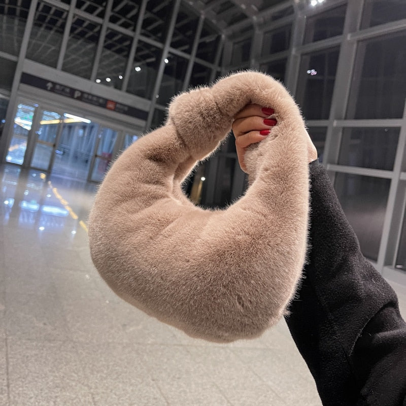 Plush Simple Tie Underarm Shoulder Bag