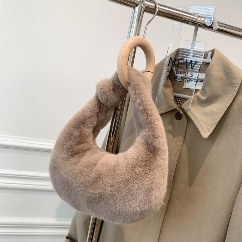 Plush Simple Tie Underarm Shoulder Bag