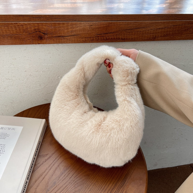 Plush Simple Tie Underarm Shoulder Bag