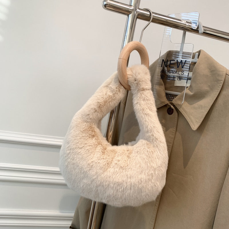 Plush Simple Tie Underarm Shoulder Bag