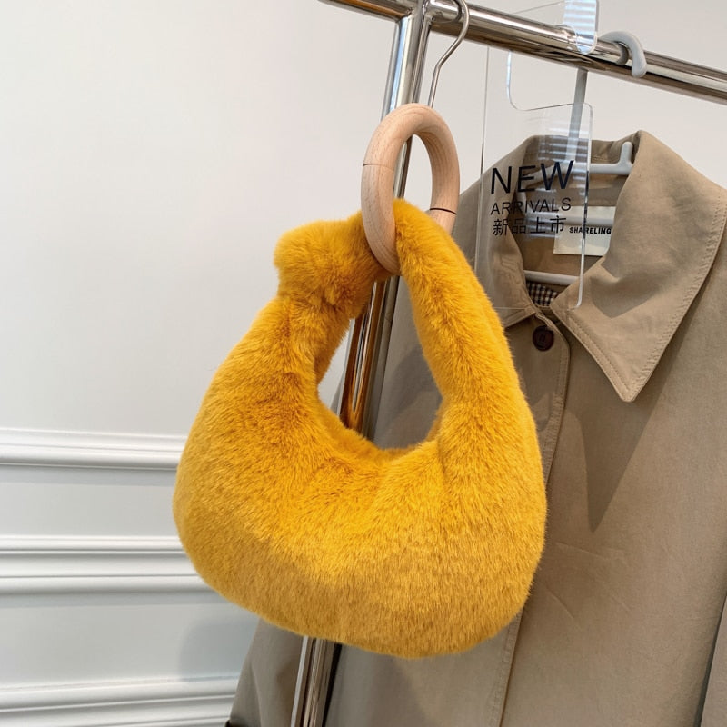 Plush Simple Tie Underarm Shoulder Bag