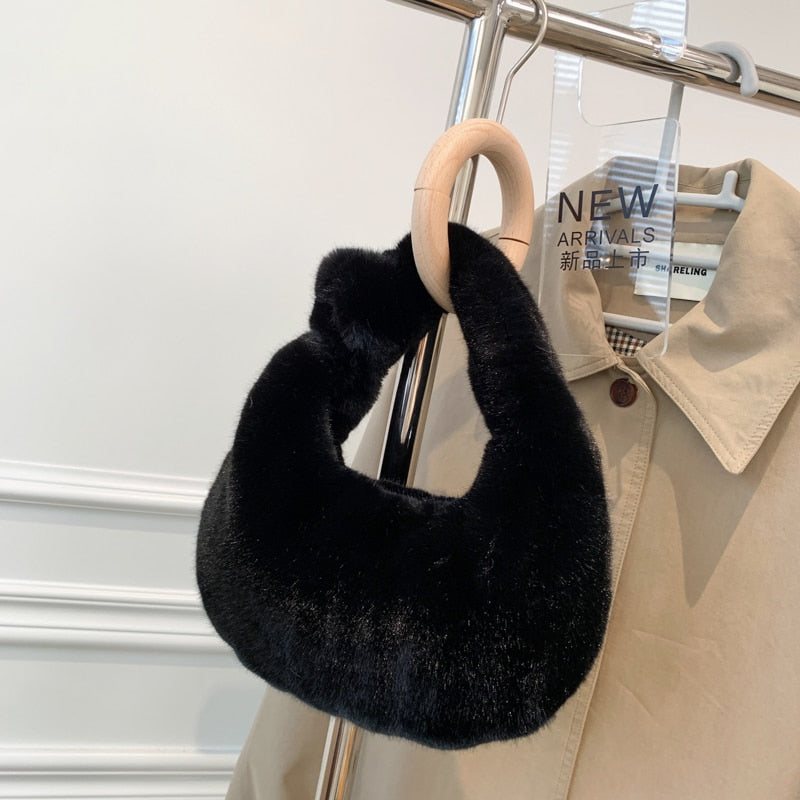 Plush Simple Tie Underarm Shoulder Bag