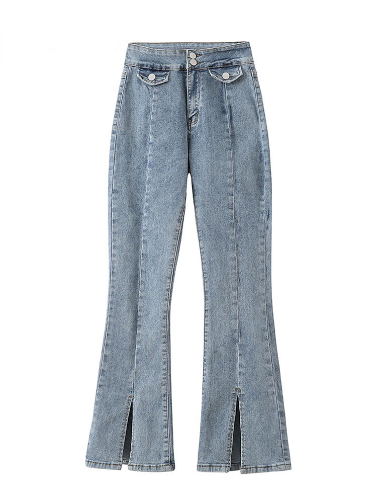 Wide-Leg Micro-Flare Elastic Pants