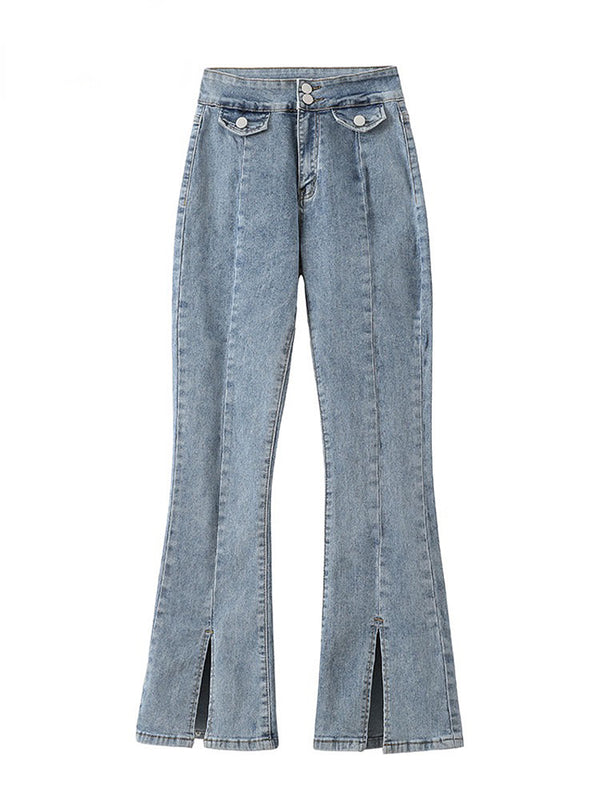 Wide-Leg Micro-Flare Elastic Pants