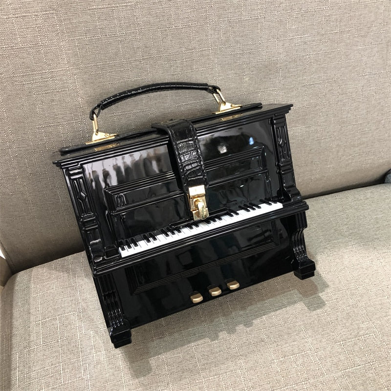 Piano Shape Top Handle Purse Messenger Bag