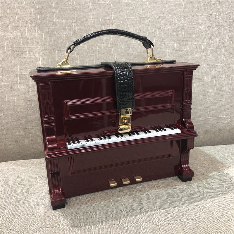 Piano Shape Top Handle Purse Messenger Bag