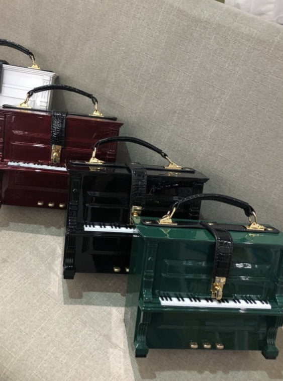 Piano Shape Top Handle Purse Messenger Bag
